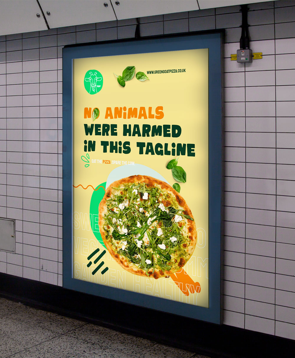 Green Goat Pizza Tube advertising